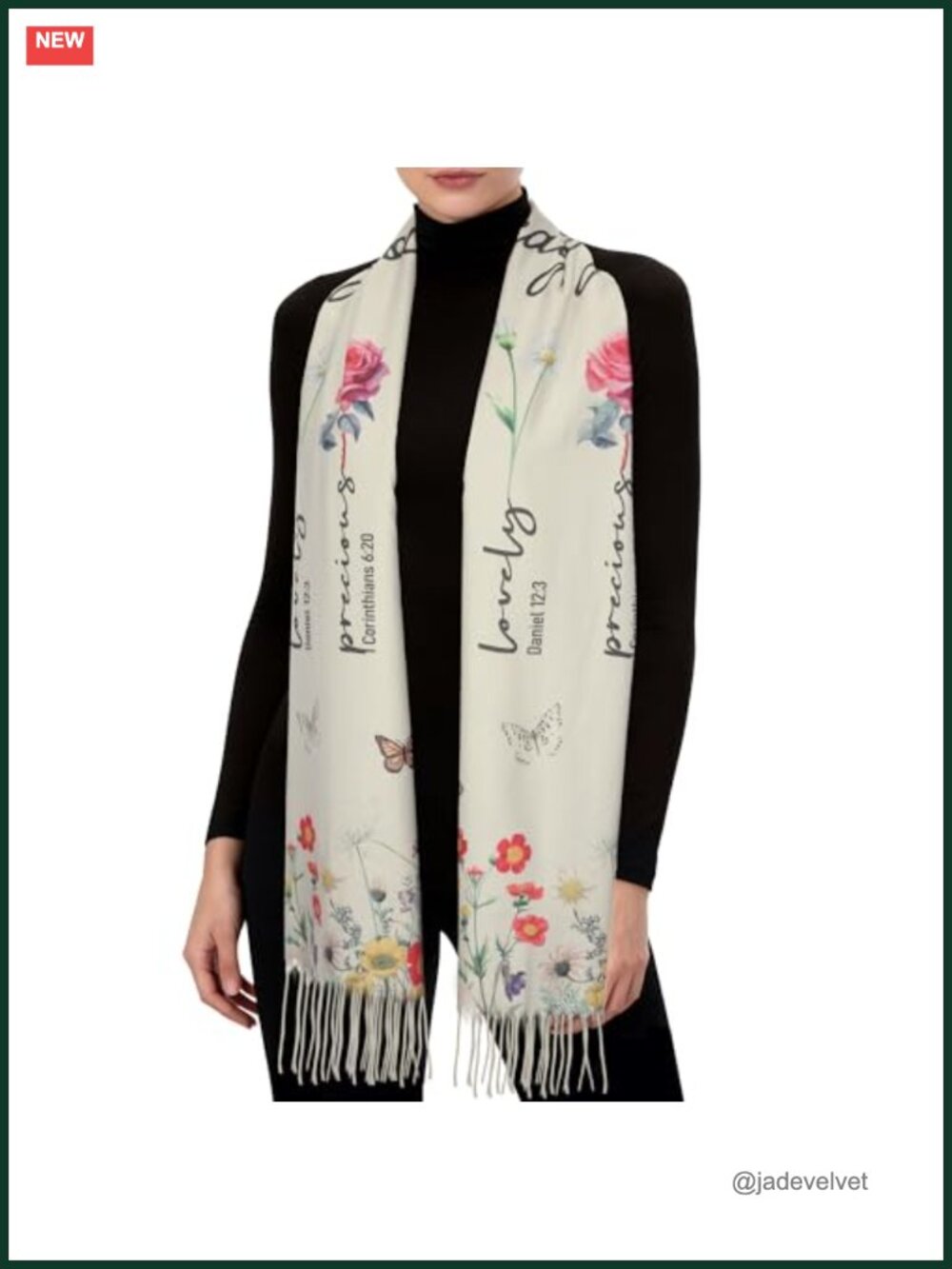 Christian Prayer Shawl Women Pashmina Wrap Religious Gift Cashmere Blend